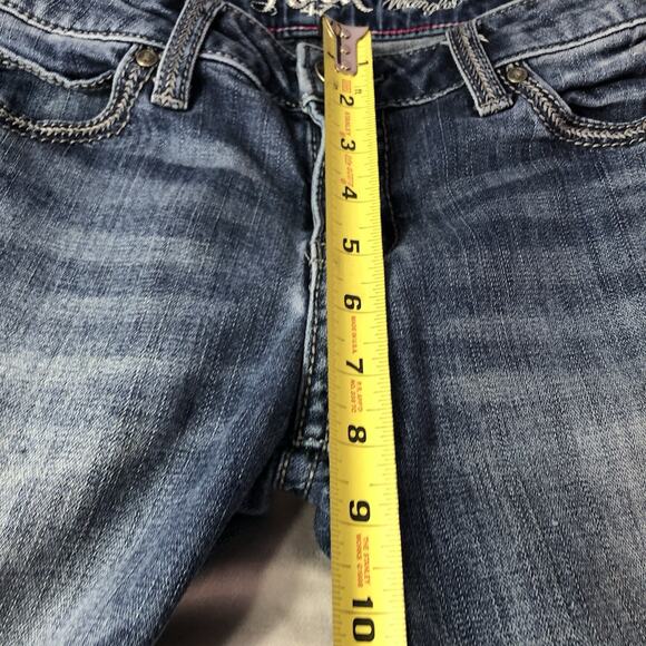 Rock 47 By Wrangler Jeans 28 x 30 Women Boot Cut Studded Pockets Low Rise Blue - Picture 9 of 14